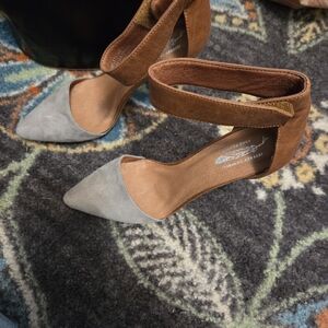 Free People Brown and Gray Suede Heels